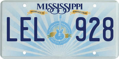 MS license plate LEL928