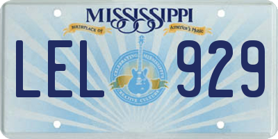 MS license plate LEL929