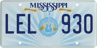MS license plate LEL930