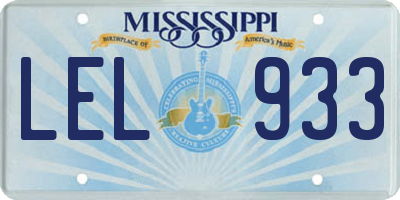 MS license plate LEL933