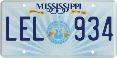 MS license plate LEL934