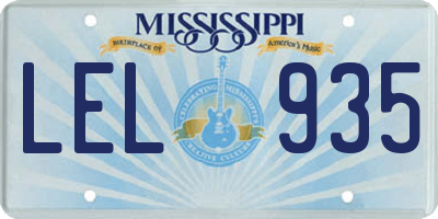 MS license plate LEL935