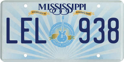 MS license plate LEL938