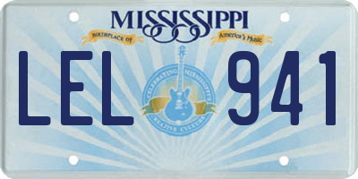 MS license plate LEL941