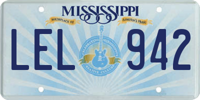 MS license plate LEL942