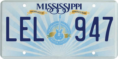 MS license plate LEL947