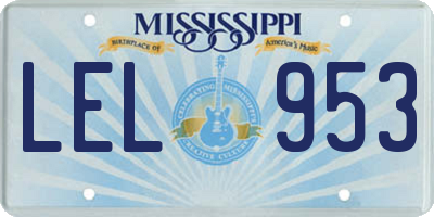MS license plate LEL953