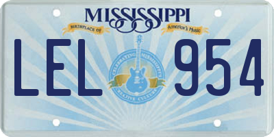 MS license plate LEL954