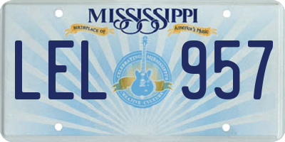 MS license plate LEL957