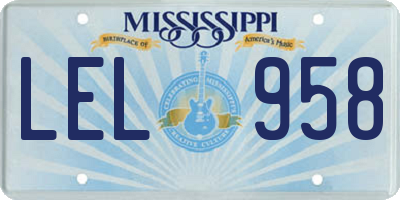 MS license plate LEL958
