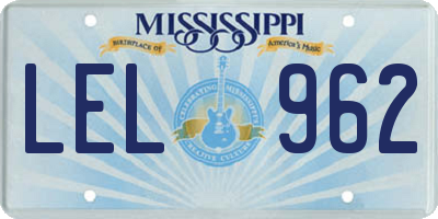 MS license plate LEL962