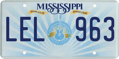 MS license plate LEL963