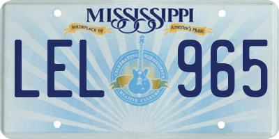 MS license plate LEL965