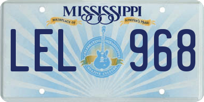 MS license plate LEL968