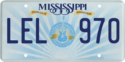 MS license plate LEL970