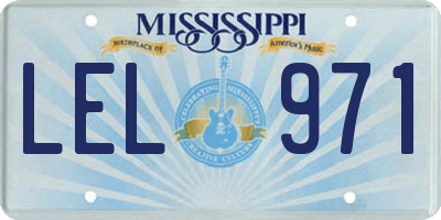 MS license plate LEL971