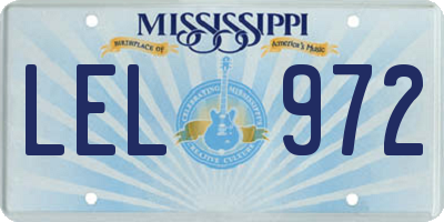 MS license plate LEL972