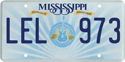 MS license plate LEL973