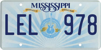 MS license plate LEL978