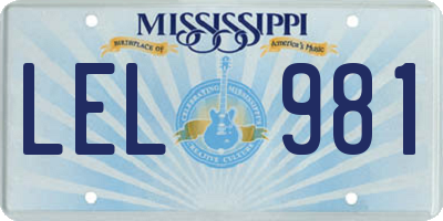 MS license plate LEL981