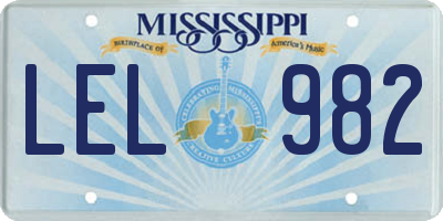 MS license plate LEL982
