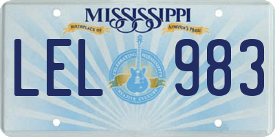 MS license plate LEL983