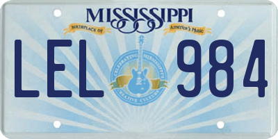 MS license plate LEL984