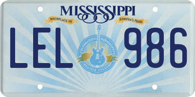 MS license plate LEL986