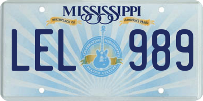 MS license plate LEL989