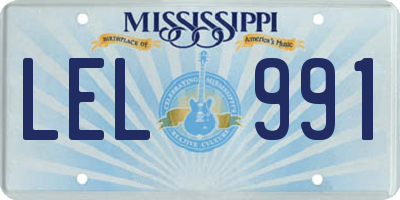 MS license plate LEL991