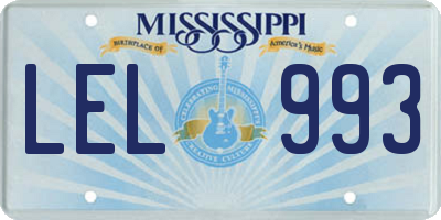 MS license plate LEL993
