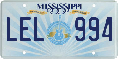 MS license plate LEL994