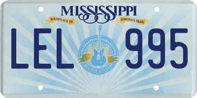 MS license plate LEL995