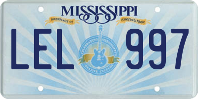 MS license plate LEL997