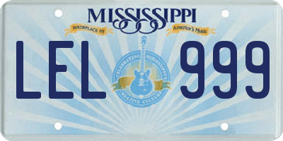 MS license plate LEL999