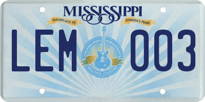 MS license plate LEM003