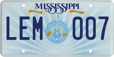 MS license plate LEM007