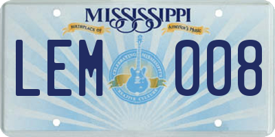 MS license plate LEM008