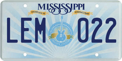 MS license plate LEM022