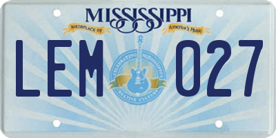 MS license plate LEM027