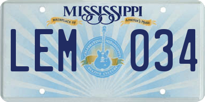 MS license plate LEM034