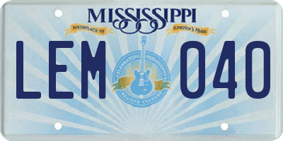 MS license plate LEM040