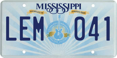 MS license plate LEM041