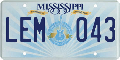 MS license plate LEM043