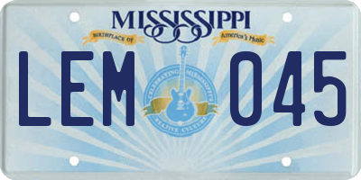MS license plate LEM045