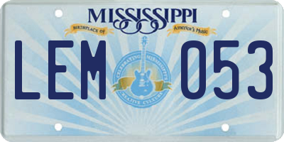 MS license plate LEM053