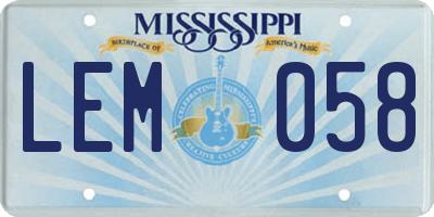 MS license plate LEM058
