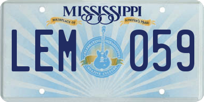 MS license plate LEM059