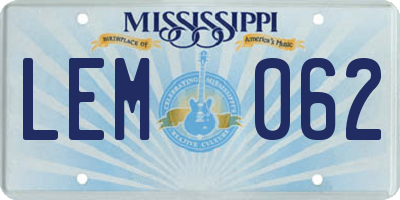 MS license plate LEM062