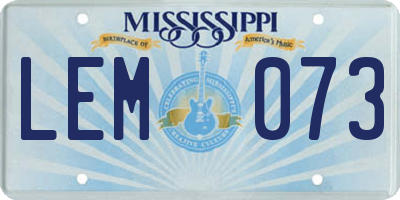 MS license plate LEM073